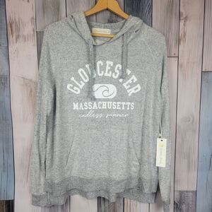 Ocean Drive Glouster Massachusetts Gray Hooded Sweatshirt Size Medium
